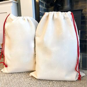 50 pc sacchi di roba sublimazione fai da te bianca bianca tela bianca natalizio santa claus borse da cofano dimensioni 27x37cm