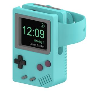 Colorido mini -jogo comsole forma smart relógio carregador simples titular de cabana de noite de estanho para a Apple watch with Retail package