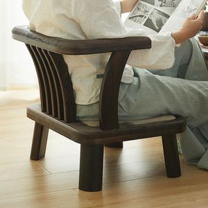 Wholesale small cushion stool for sale - Group buy Cushion Decorative Pillow Solid Wood Short Chair Backrest Small Stool Bay Window Tatami Waist Support Cushion Bed Washitsu Chairs Legless