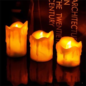 3 datorer Tårar LED Electronic Candle AA Battery Plastic Candle Holiday Home Decoration Candle Light 201009