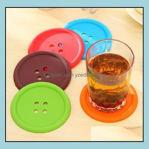 Wholesale button coasters resale online - Mats Pads Table Decoration Accessories Kitchen Dining Bar Home Garden Round Sile Coasters Button Cup Mat Dr Dhqv4