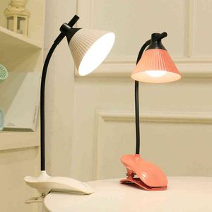 USB Rechargeable LED Folding Clip-on Desk Lamp Eye Protection Touch Dimming Reading Clamp Table Lamp Bed Light 3 Brightness H220423