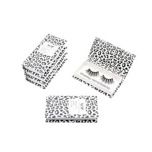 False Eyelashes Black And White Leopard Print Eyelash Packaging Natural 3D Mink Lashes 18-20mm Customized Logo Lash Packing BoxFalse FalseFa