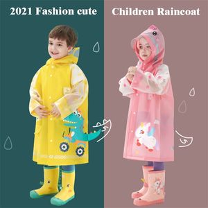 Crianças fofas capa de chuva meninos garotas de macacão à prova d'água de cartons com capuz Dinosaur Kids Rainwear e calças 220427