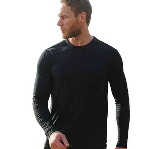 Högkvalitativ långärmad basskikt ull t-shirt mans 100% merino ulltröja wicking andningsbar anti-odor 250 g termisk tee t220808