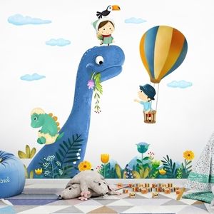 Adesivi murali cartone animato per camerette per bambini Simpatico dinosauro Decalcomania animale Baby Nursery Home Decor Art rimovibile Y200103