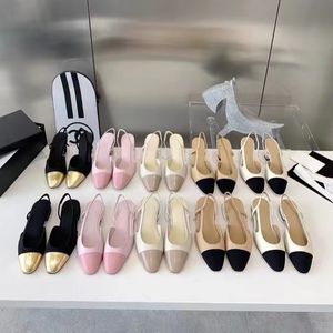 Klassiska designer sandaler högkvalitativa kvinnors bröllopsklänning skor sommar tjocka klackar mode runda huvud glider 100% läderplattform kontor stor storlek sandal wirh box
