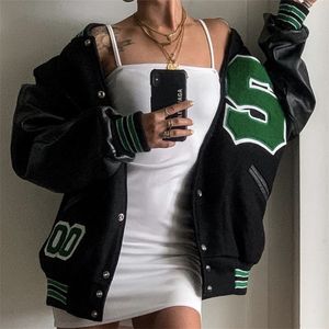 جاكيت بيسبول نسائي Varsity Vibe Style Y2K زي جوك للربيع والخريف جاكيت منفوخ للسيدات ريترو موضة معطف كبير الحجم متسابق 220808