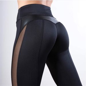 New Fashion Sexy Black Fitness Leggings Women's Gym Yoga Running Sports Pants Workout Patchwork Trousers T200601