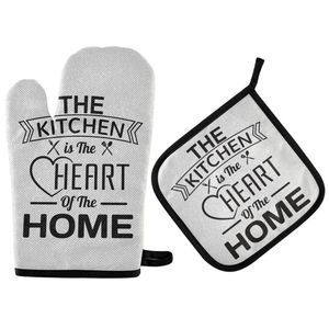 är Heart of the Home Microwave Oven Mitts and Pot Holders Ställ in anpassade polyesterkökhandskar och matta för matlagning D220704