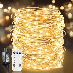 Strings Remote Control 10 20 30M Copper Wire Christmas Lights 4.5V Plug In 8 Modes Holiday Garland For Xams Tree Wedding PartyLED LED