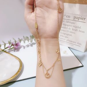 10AAA Gold Plated Stainless Steel Necklaces Choker Chain Letter Lock Pendant Statement Fashion Womens Necklace Wedding Jewelry Accessories X095