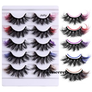 5 Pairs Color 8D Mink Lashes Bulk Wispy Colorful 3D Faux Mink Eyelashes Pack 20MM Dramatic Long Fluffy Thick Colored False Eyelash Set 100% Handmade Eye Extension Tools