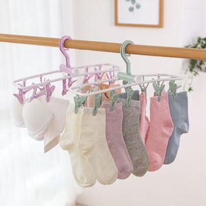 Hangers & Racks 12 Clip Creative Folding Drying Rack Multifunctional Underwear Socks Plastic Thickened Household Towels Cloth