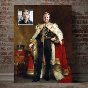 Custom For Him King Royal General Portrait Stampa su tela Wall Art Regalo di compleanno unico Home Living Room Decor Poster 220614