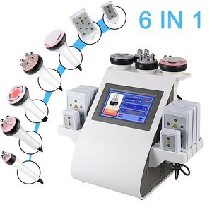 6in1 Cavitation RF Laser Vakuum Slimmmaskin Kroppsformning Skin åtdragning Face Lyft Rynka borttagning 40K Ultrasonic radiofrekvens Lipolaser Fat Loss