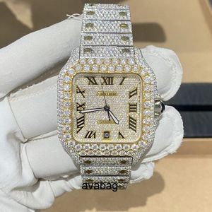 Hip Hop 22k Gold Plated Micro Cz Stainless Steel Wrist Men's Luxury Watch 2N9V