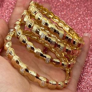 Bangle Diamond 18k Gold Bracelet Zircon White Saudi Arabia Dubai Ladies African Women Ethiopia Jewelry WeddingBangle