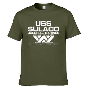 Moda USCSS nostromo t shirt kosmita USS SULACO kolonialne marines kosmitów Off World Short Sleeve Tshirt Men Botton O Neck Tees 220712