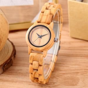 Wristwatches Slim Wooden Bangle Watch Quartz Women's Wristwatch Black Dots Analog Minimalist Dial Full Wood Female Bracelet Watches Gift