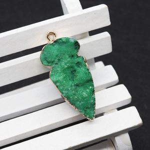 Boucles D'oreilles Bijoux Vert achat en gros de Colliers pendants pierres naturelles Green Crystal Leaf Pendants Charmes pour bijoux faisant des boucles d oreilles de collier bricolage