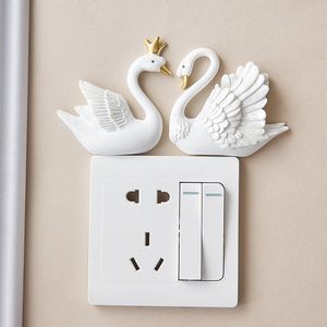 Cartoon Animal Swan Switch Cover Modern Home Decor 3D Resin Switch Sticker Coppia Swan Switch Outlet Wall Sticker Room Decor
