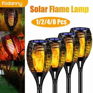Rodanny LED Solar Flame Lamp Home Decoration IP Watertof Fliming Garden Courtyard Decor Pad Outdoor Light J220531