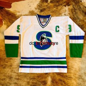 seltene, billige Sonderanfertigung, SELTENES SPRINGFIELD MIKE MCHUGH Eishockeytrikot, CCM WHALERS, Stich, fügen Sie eine beliebige Nummer und den Namen hinzu, MÄNNER, KINDER, Eishockeytrikots XS-5XL