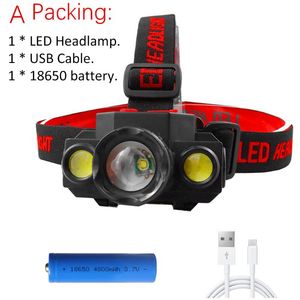 Headlamps Portátil USB Recarregável Poderoso HeadLamp 18650 Bateria Tocha Luz Zoom LED Outdoor Pesca Caminhada Farol