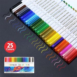 21 25 Farbe Permanent Acrylfarbenmarker Stifte für Stoff Leinwand Art Rock Malerei Kartenherstellung Metall und Keramikglas 220728