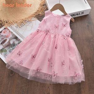 Bear Leader Casual Girls Princess Dresses 2022 Estate Nuovi vestiti per bambini Cute Butterfly Lace Bow Dress Sweet Baby Costume G220518