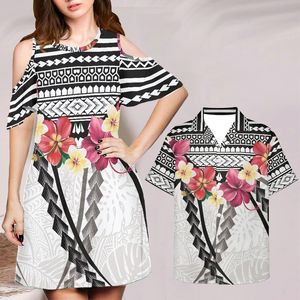 Abiti floreali per le donne Party Lady al largo della spalla Ropa e camicia da uomo 4XL Hibiscus Plumeria vestiti Abiti Mujer Dropship 220627