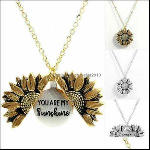 Pendant Necklaces European And American New Female Sunflowers Double Necklace Alloy Flower Lettering Short Paragraph Cla Dhseller2010 Dhbmv