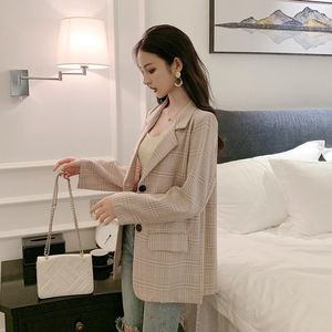 Women's Jackets Real Shooting - Small Video Retro Hong Kong Style Thin Plaid Suit Coat In Autumn 2022