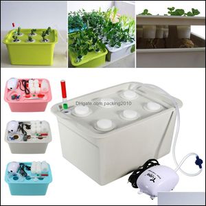 Planters Pots Garden Supplies Patio Lawn Home Plant Site Hydroponic Systems Kit 6 Holes Nursery Soilless Ctivation Box Plants Seedling Gr