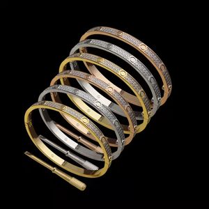 Charme Pulseiras Marca Luxo Cristal Cuff Pulseira Moda Clássico 2 Row Diamante Designer Pulseira de Alta Qualidade Pulseira Inoxidável para Homens Mulheres Casamento KH3Y