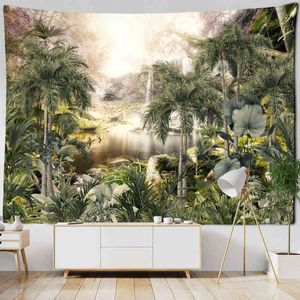 Tapestry King Palm Landscape Plant Tapestry Natural Simple Psychedelic Tropical