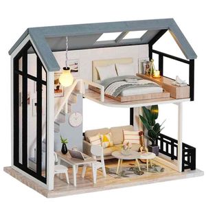 Cutebee DIY Dollhouse Kit de madera muebles en miniatura con LED T243G