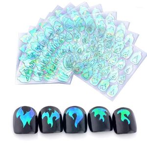 22Sheets Flame Holo Nail Sticker Adhesive Vinyls Stencil D Art Stickers Decals Manicure Decorations
