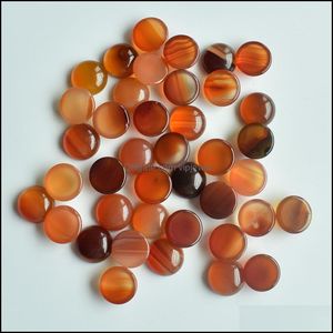 Pedras de pedras soltas jóias naturais 12mm de 12 mm Opal Rose Quartz Tigers Eye Turqueloise Cabochons de costas para o colar dhvgo