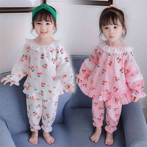 Toddler Girls Clothes Cherry Girl Clothes Tshirt Pants Clothes For Girls Spring Autumn Tracksuits For Children 210412