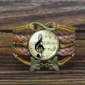 Gliederkette, Musiknoten-Seil-Armband, handgefertigt, geflochtener Musikschmuck, Glas-Cabochon-Charm, Trum22