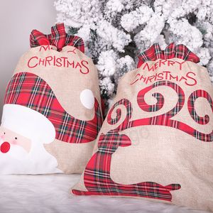 Julklappsäckar Santa Claus Candy Bag Xmas Elk Drawstring Sack nyår Juldekorationer Hemlagringssäckar BH7137 TYJ