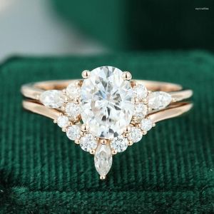 결혼 반지 약혼 반지 세트 빈티지 독특한 로즈 골드 여성 후작 다이아몬드 Wynn22