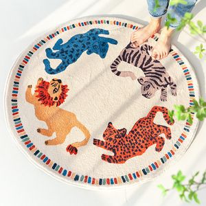 Flauschiger Teppich für Wohnzimmer, runder Schlafzimmerteppich, Baby-Krabbelteppich, Tier-Kinderspielmatte, pelzige Matte für Kinder, Teenagerzimmer, Dezember