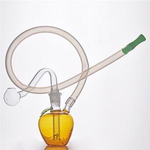 Färgglada resor billig rökglas dab rig vatten bongs rör med 10 mm manlig oljeskål och silikonstrå