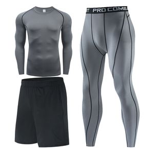 3 pçs masculino compressão terno esportivo ginásio collants camisa de treinamento treino jogging esporte conjunto rashguard treino para homem w220418