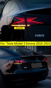 Lâmpada traseira de estilo de carro para Tesla Model 3 Lanternas traseiras 20 16-2021 Innova Rear Highlight Freio reverso Turn Signal LED Fog Lamp