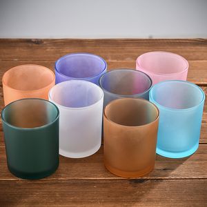 Vasi di candela glassati colorati Portacandele Vuoto Contenitore di cera Vetro nero per tazza rotonda di lusso