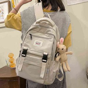 Школьные сумки NXY Новые водонепроницаемые нейлоновые женщины рюкзак корейская японская модная ученица школьная сумка Многослойная сумка простых чувств 220802